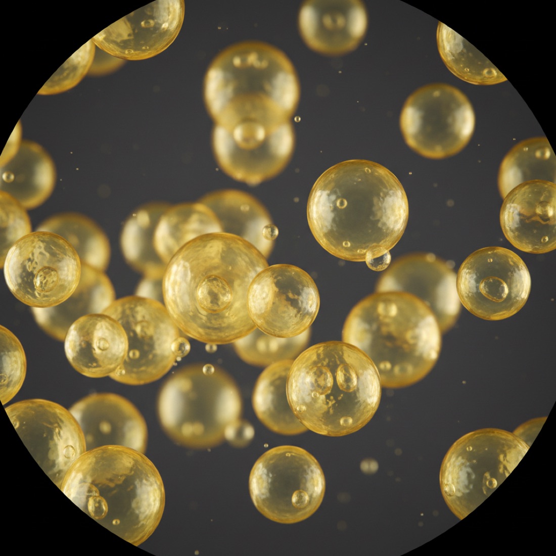 Liposome vesicles under magnification